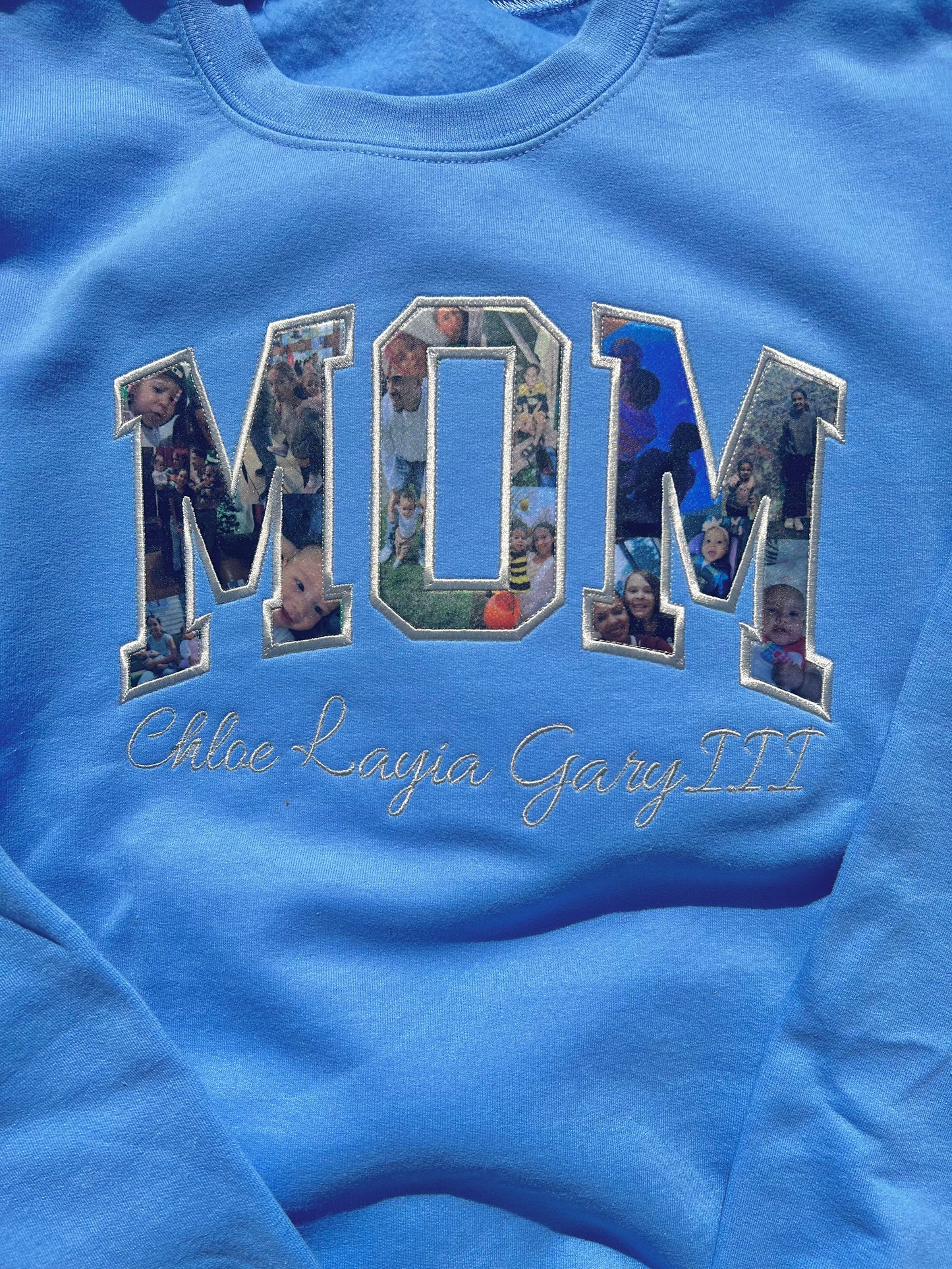 Embroidered Mom Photo Collage Appliqué Sweatshirt