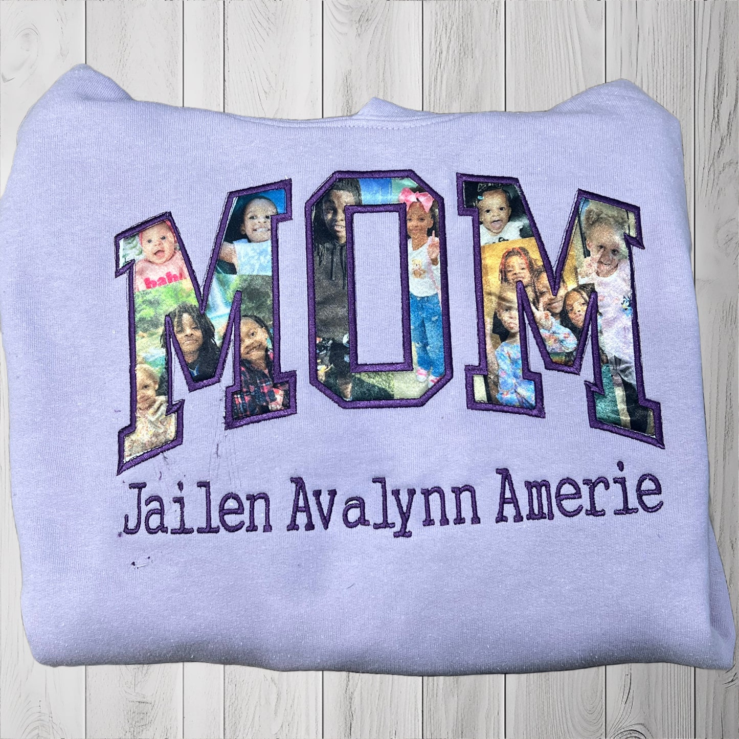 Embroidered Mom Photo Collage Appliqué Sweatshirt