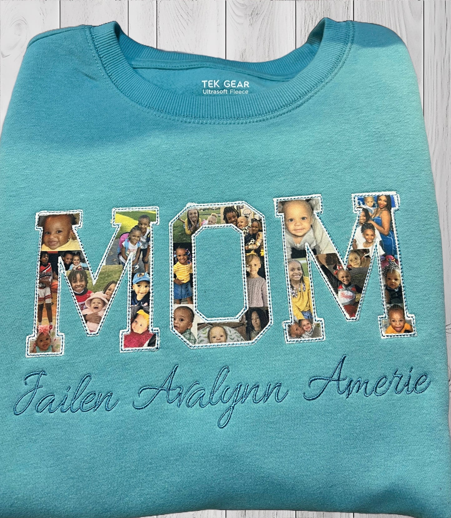 Embroidered Mom Photo Collage Appliqué Sweatshirt