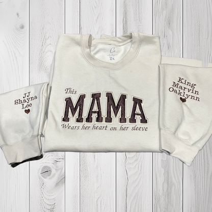 This Mama Wears Her Heart on Her Sleeve Appliqué Sweatshirt