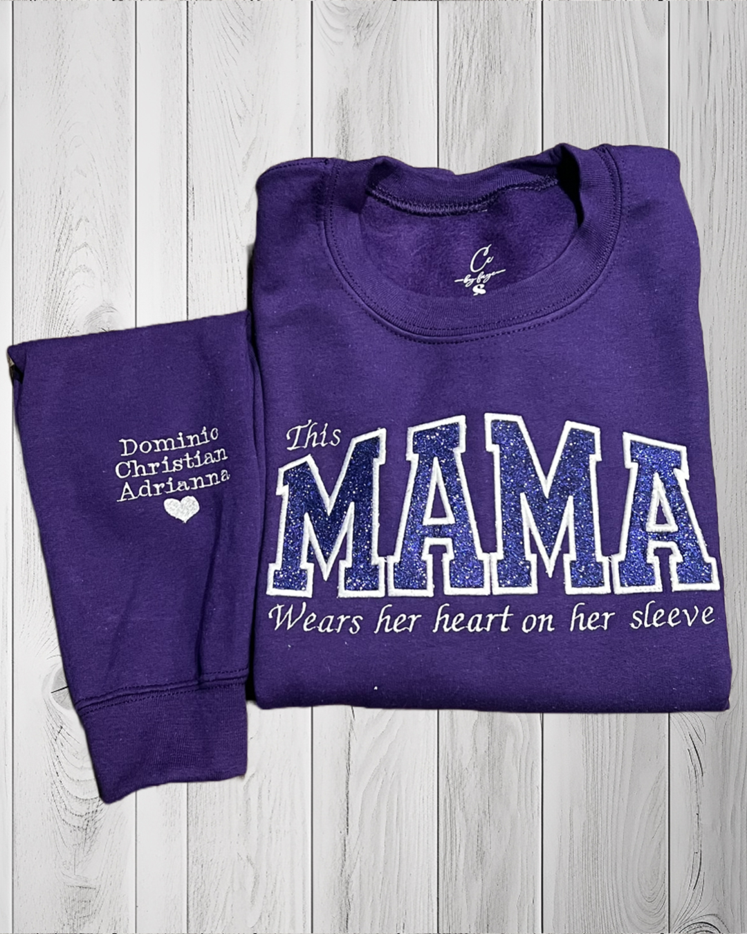 This Mama Wears Her Heart on Her Sleeve Appliqué Sweatshirt