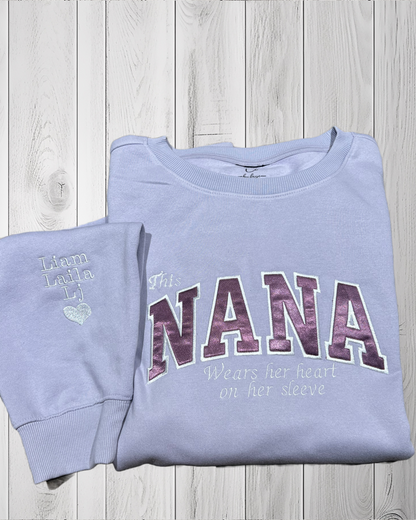 This Mama Wears Her Heart on Her Sleeve Appliqué Sweatshirt