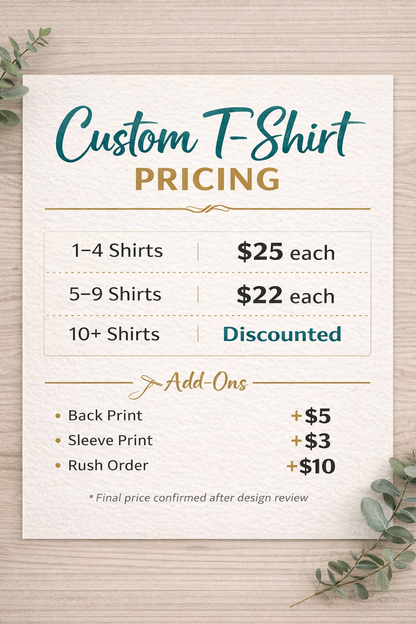 Custom Printed T-Shirt (Upload Your Design or Create One With Me)