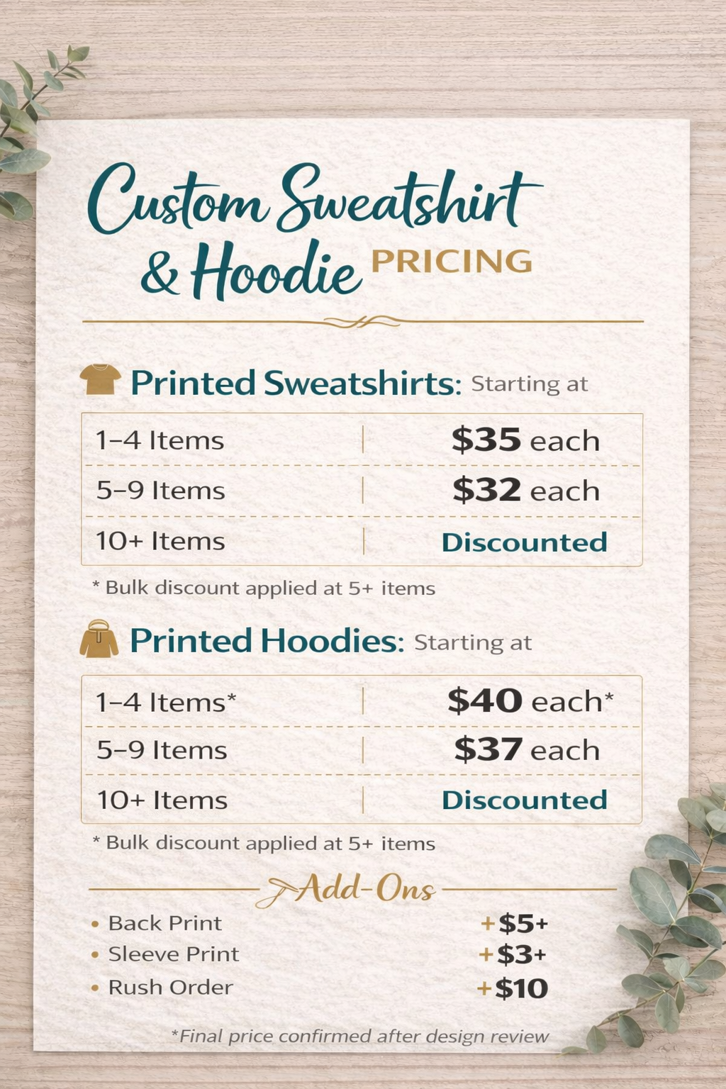 Custom Printed Hoodie/Sweatshirt (Upload Your Design or Create One With Me)