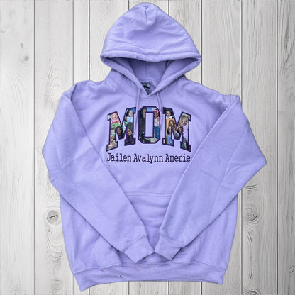 Embroidered Mom Photo Collage Appliqué Sweatshirt